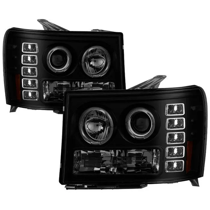Spyder 08-13 Gmc Sierra Denali Projector Headlights Led Black Smoked 1