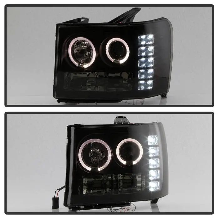 Spyder 08-13 Gmc Sierra Denali Projector Headlights Led Black Smoked 2
