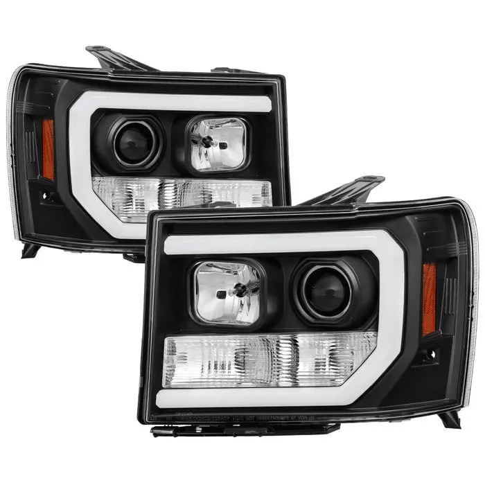 Spyder 08-13 Gmc Sierra Denali Projector Headlights V2 Drl Bar Black 1
