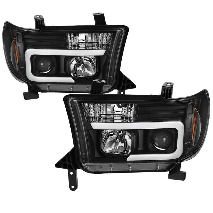 Spyder 08–13 Tundra Sequoia Projector Headlights V2 Led Bar Black 1