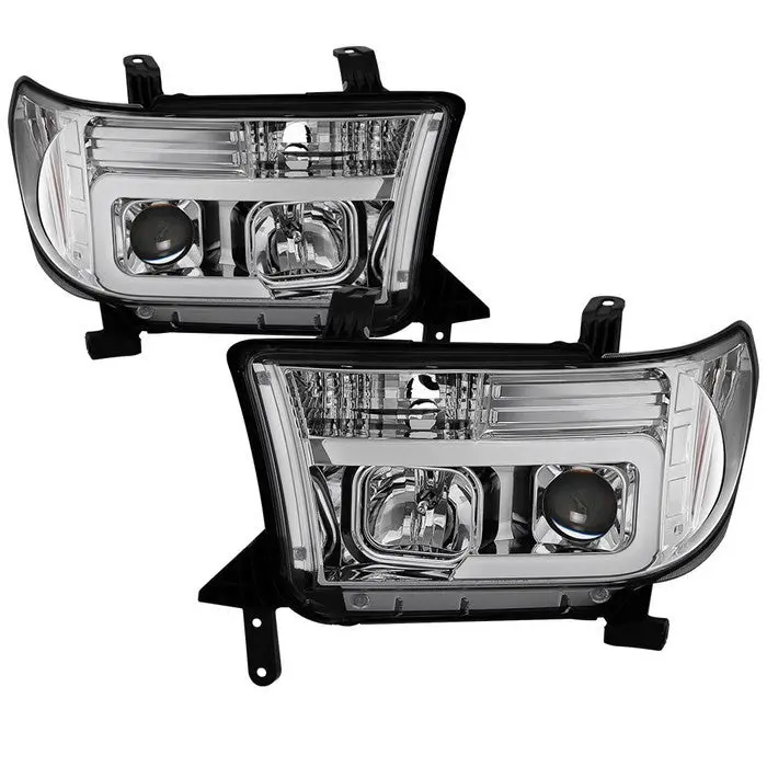 Spyder 08–13 Tundra Sequoia Projector Headlights V2 Led Bar Chrome 1