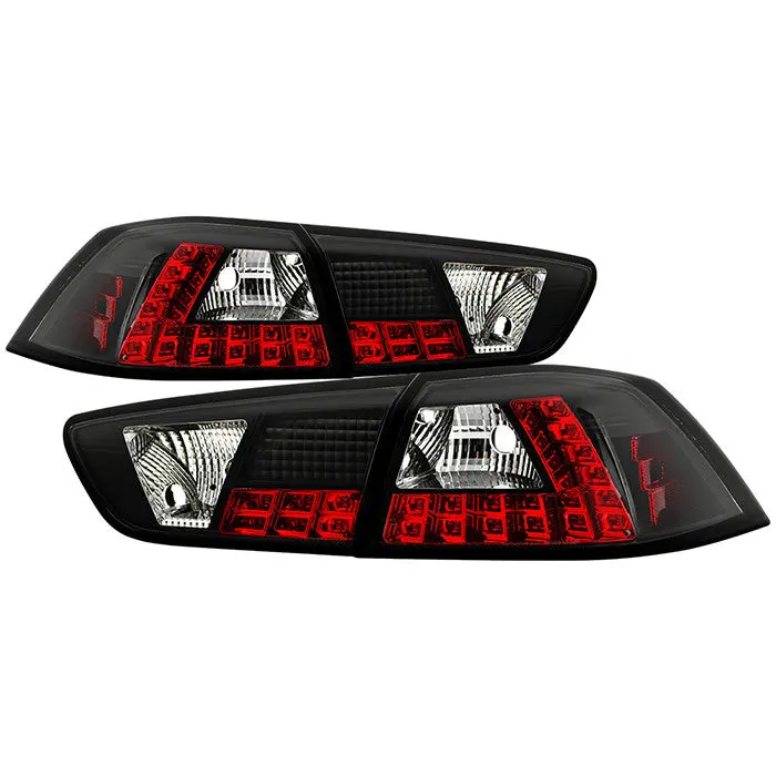 Spyder 08-14 Mitsubishi Lancer Evo X Led Tail Lights Black 1