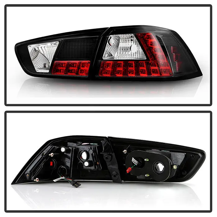 Spyder 08-14 Mitsubishi Lancer Evo X Led Tail Lights Black 2