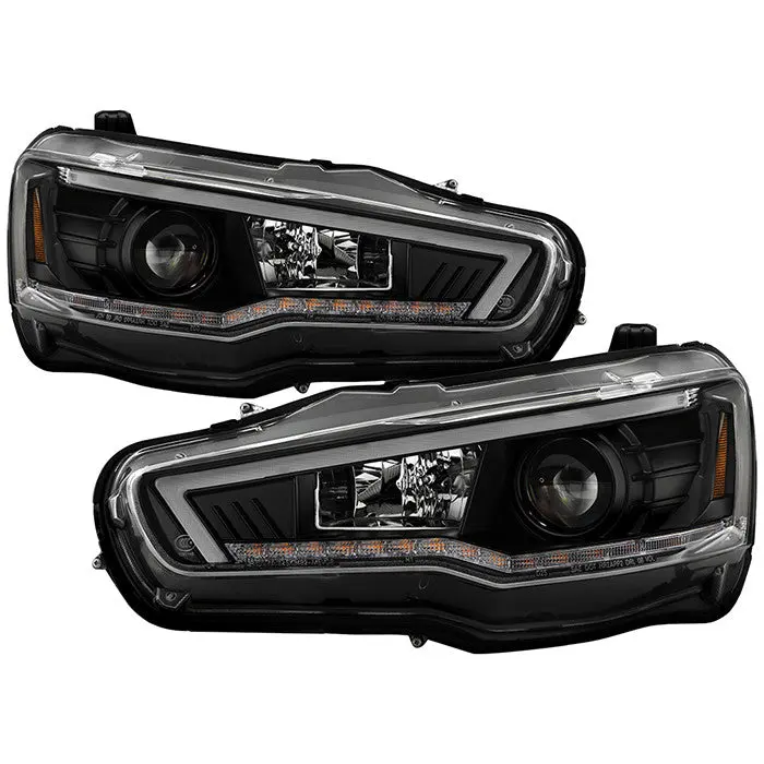 Spyder 08-17 Mitsubishi Evo 10 Projector Headlights Black 1