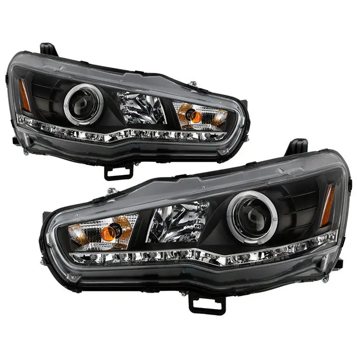 Spyder 08-17 Mitsubishi Evo X Projector Headlights Gloss Black 1