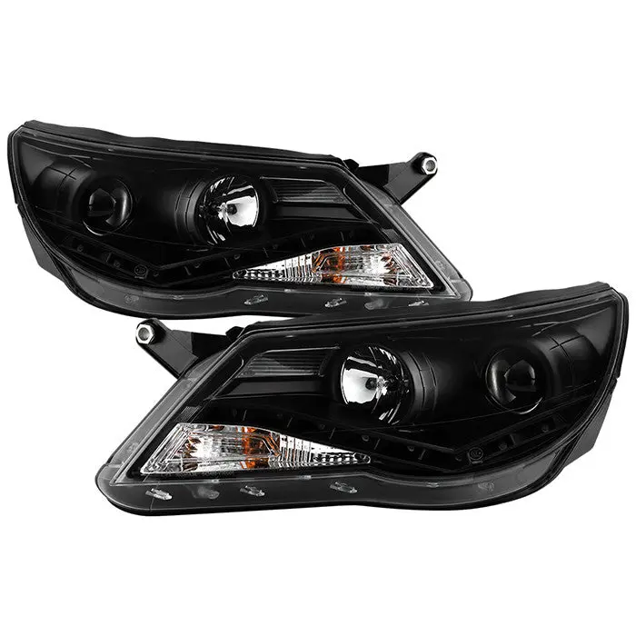 Spyder 09–11 Vw Tiguan Projector Headlights Led Drl Black 1