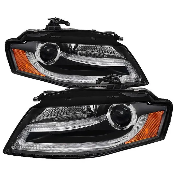 Spyder 09-12 Audi A4 Projector Headlights Led Drl Black Halogen 1