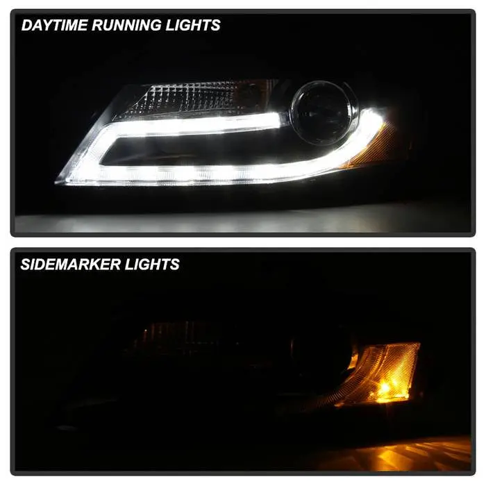 Spyder 09-12 Audi A4 Projector Headlights Led Drl Black Halogen 2