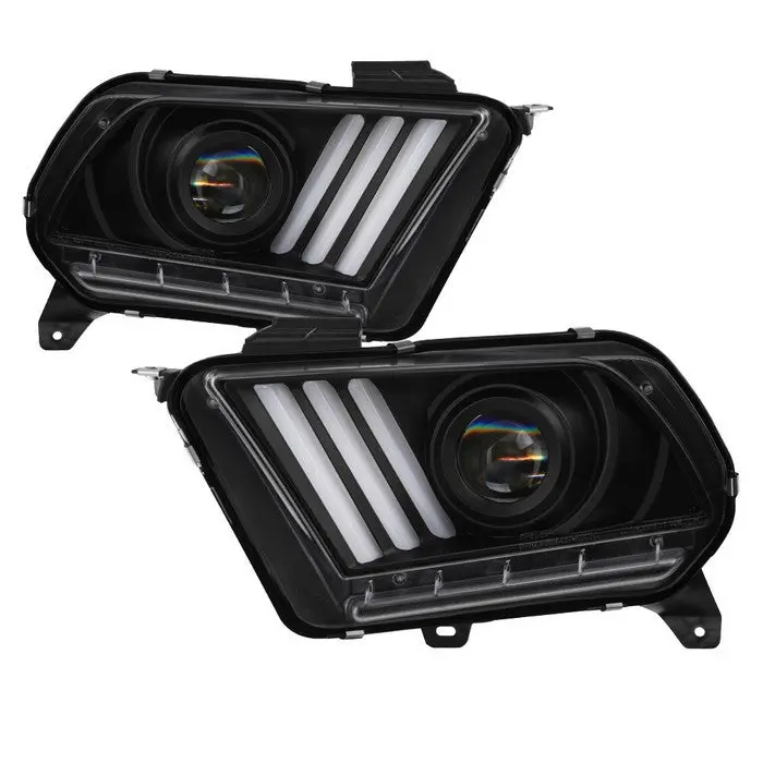 Spyder 10-14 Ford Mustang Projector Headlights Light Bar Black 1