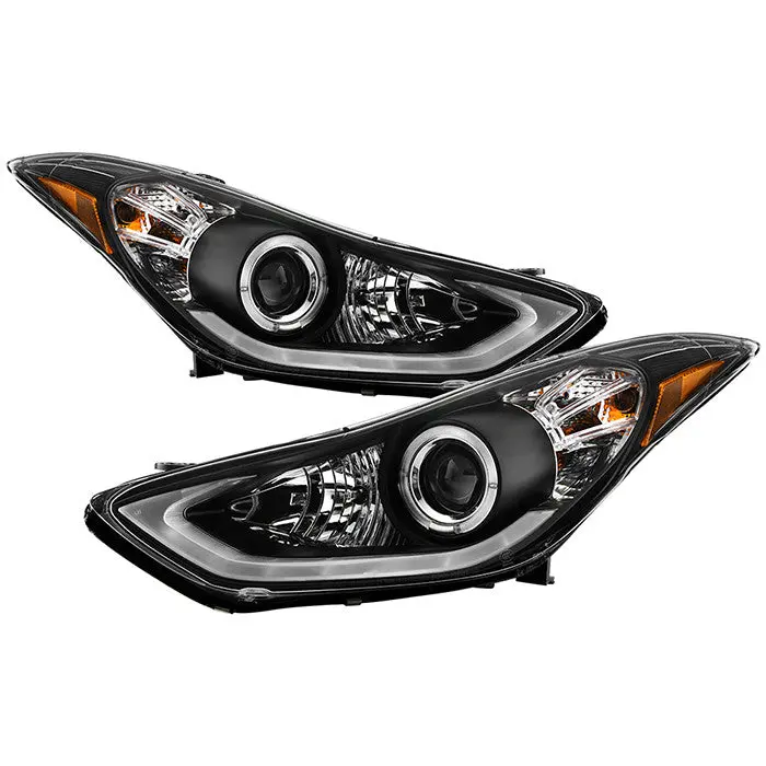 Spyder 11-13 Hyundai Elantra Projector Headlights Drl Black 1