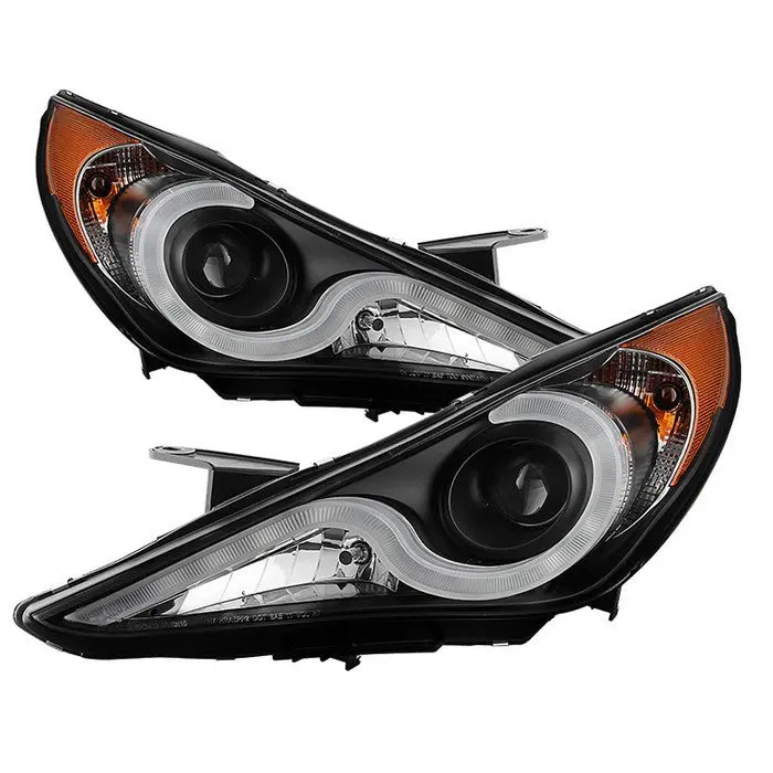 Spyder 11-13 Hyundai Sonata Projector Headlights V2 Led Bar Drl Black 1