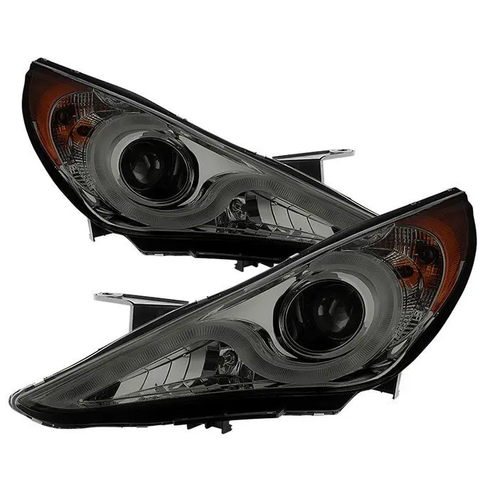 Spyder 11-13 Hyundai Sonata Projector Headlights V2 Led Bar Drl Chrome 1