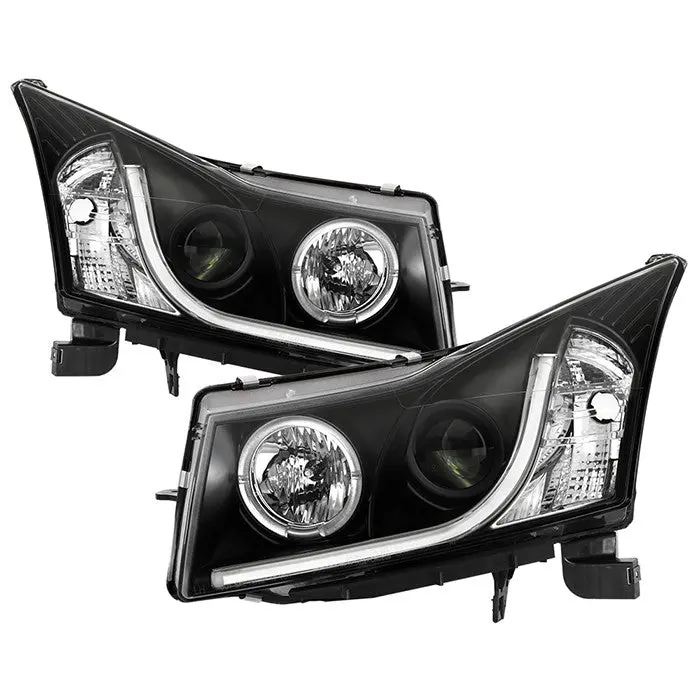 Spyder 11-14 Chevy Cruze Projector Headlights Light Tube Drl Black 1