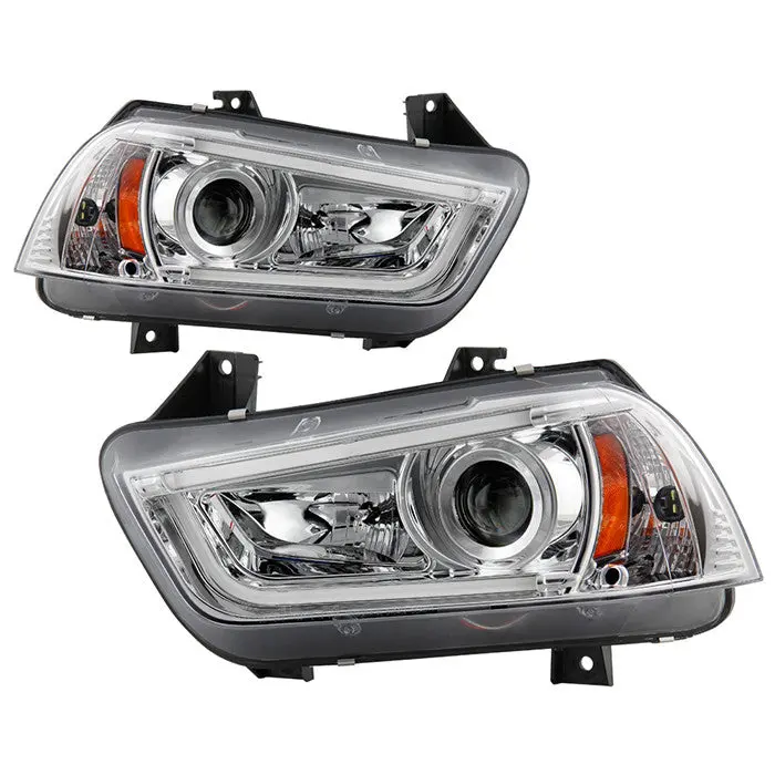 Spyder 11-14 Dodge Charger Headlights Led Bar Oem Xenon Chrome 1