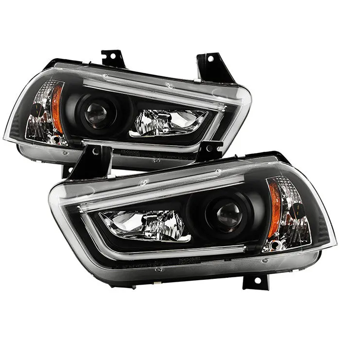 Spyder 11-14 Dodge Charger Projector Headlights Drl Platinum Black 1