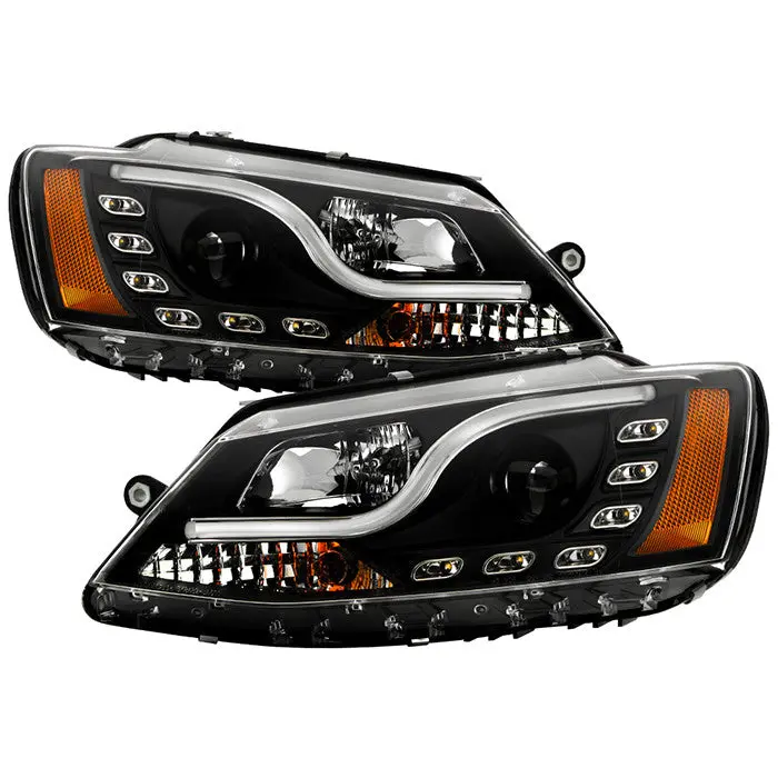 Spyder 11–14 Vw Jetta Projector Headlights Light Tube Drl Black 1