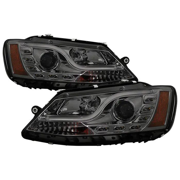 Spyder 11–14 Vw Jetta Projector Headlights Light Tube Drl Smoked 1