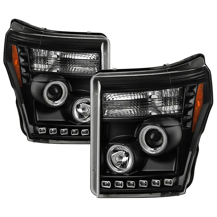 Spyder 11-16 Ford F250/F350/F450 Projector Headlights Ccfl Black 1