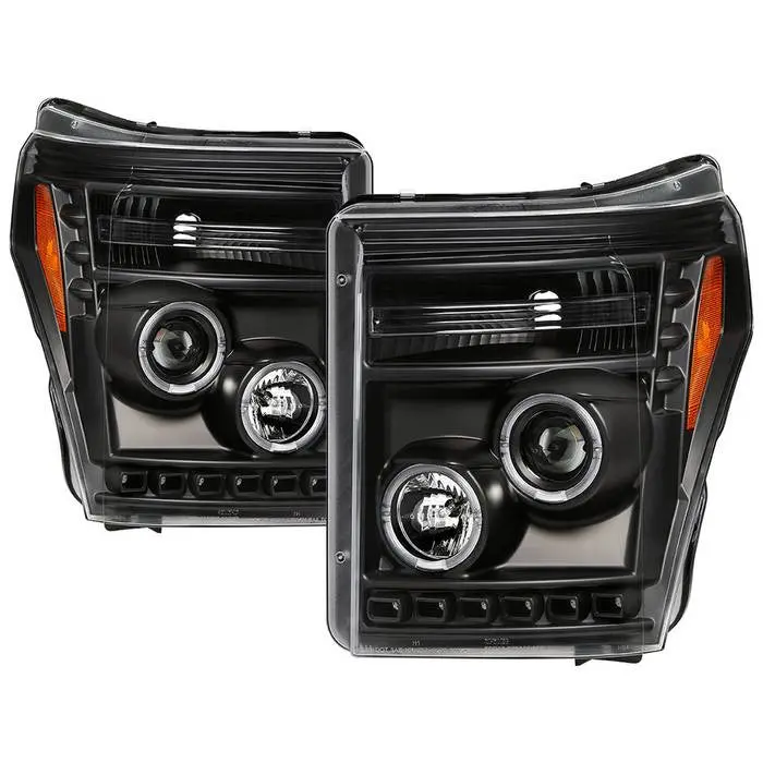 Spyder 11-16 Ford F250/F350/F450 Projector Headlights Led All Black 1
