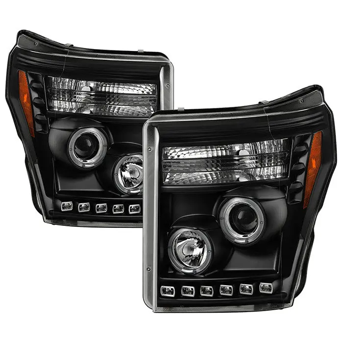 Spyder 11-16 Ford F250/F350/F450 Projector Headlights Led Black 1