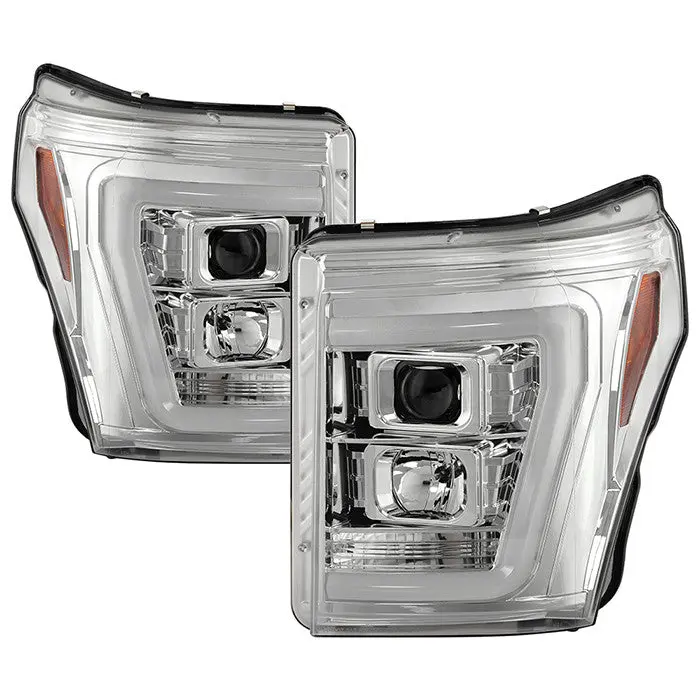 Spyder 11-16 Ford F250/F350/F450 Projector Headlights Platinum Chrome 1
