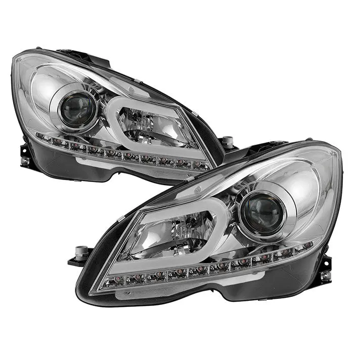Spyder 12-13 Mercedes C-Class W204 Projector Headlights Led Chrome 1