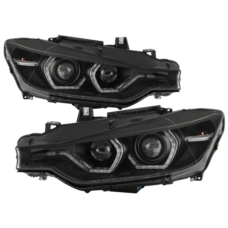 Spyder 12-14 Bmw F30 3-Series 4Dr Projector Headlights Bar Black 1