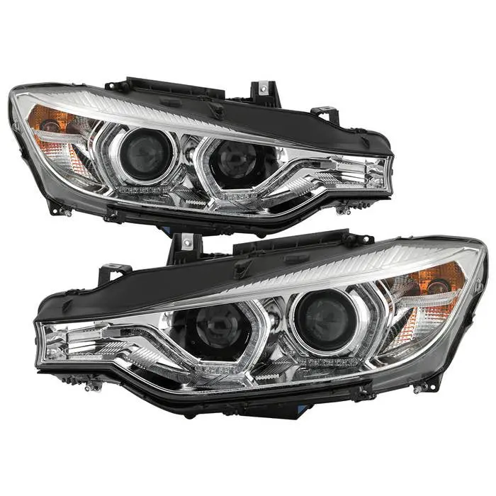 Spyder 12-14 Bmw F30 3-Series 4Dr Projector Headlights Bar Chrome 1