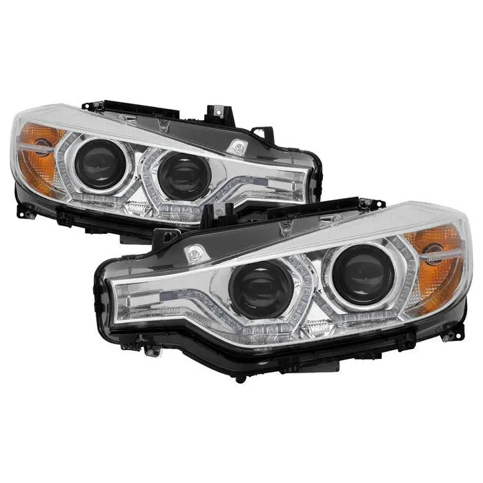 Spyder 12-14 Bmw F30 3-Series 4Dr Projector Headlights Drl Chrome 1