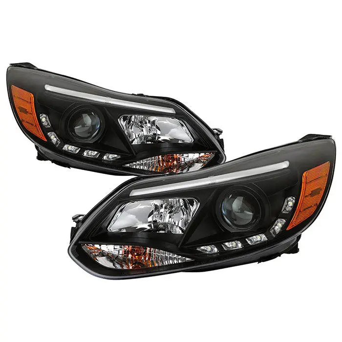 Spyder 12-14 Ford Focus Projector Headlights Led Drl Black 1