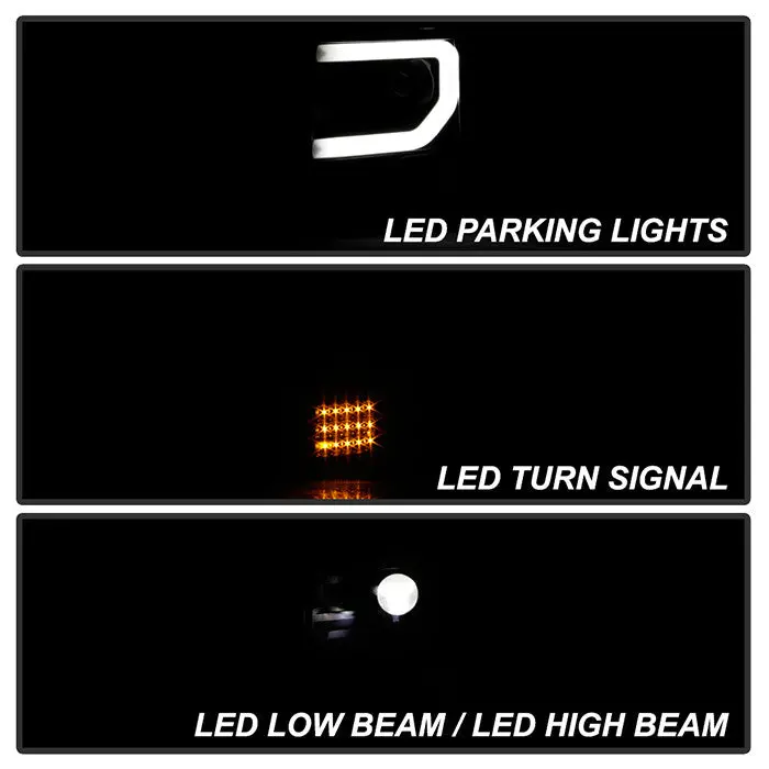 Spyder 13-14 Ford F150 Projector Headlights Sequential Apex Led Black 2