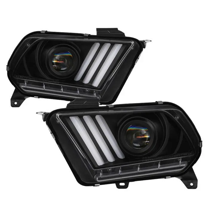 Spyder 13-14 Ford Mustang Projector Headlights Black 1