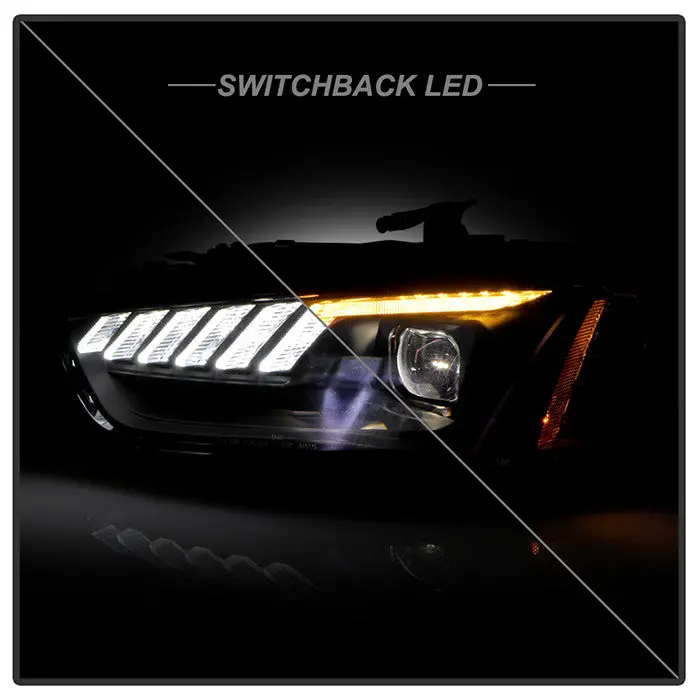 Spyder 13-16 Audi A4/S4 Projector Headlights Sequential Apex Led Black 2