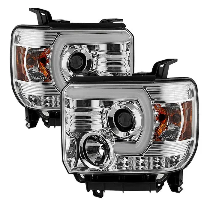 Spyder 14-15 Sierra 1500/15-17 2500-3500Hd Projector Headlights Chrome 1