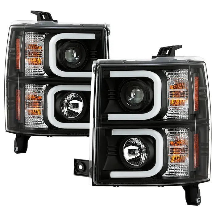 Spyder 14-15 Silverado 1500 Projector Headlights Drl Black 1