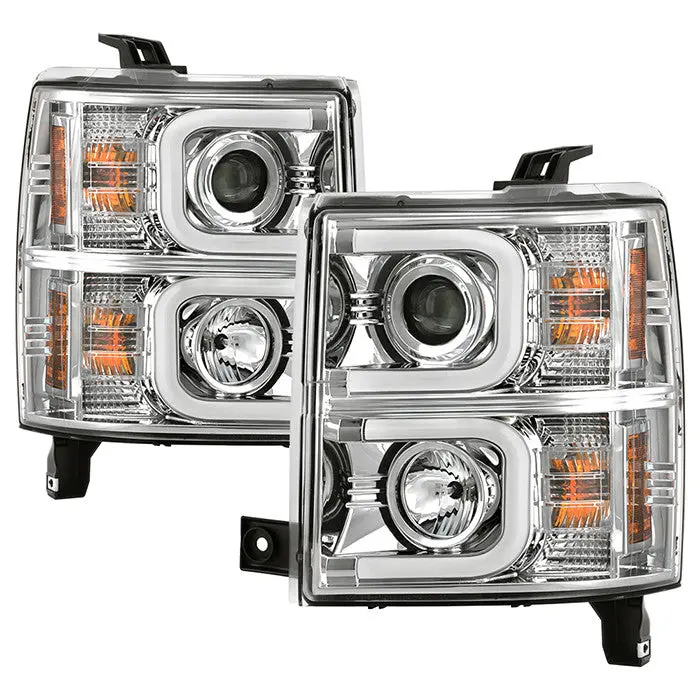 Spyder 14-15 Silverado 1500 Projector Headlights Drl Chrome 1