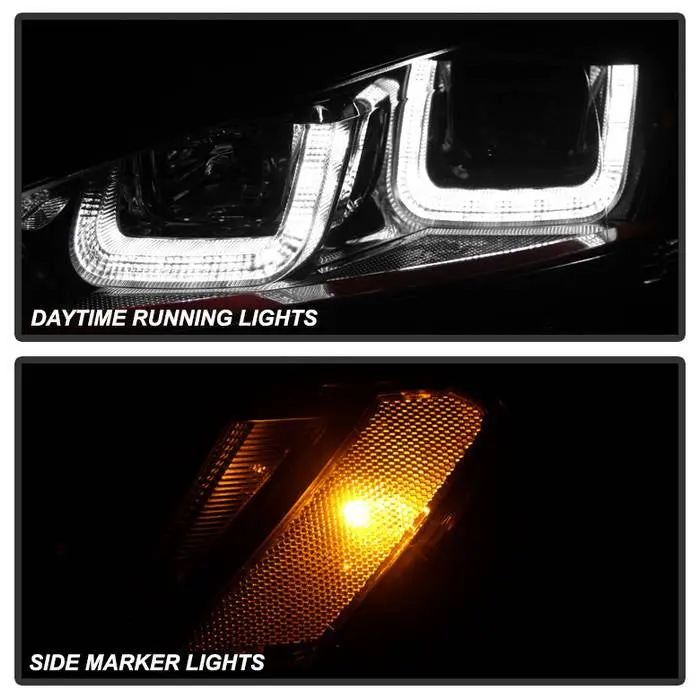 Spyder 14–19 Vw Golf Vii Projector Headlights Red Stripe Led Black 2