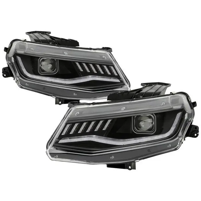 Spyder 16-18 Chevy Camaro Projector Headlights Sequential Apex Led Black 1