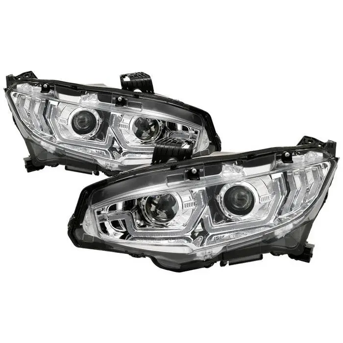 Spyder 16-20 Honda Civic Projector Headlights Sequential Chrome 1
