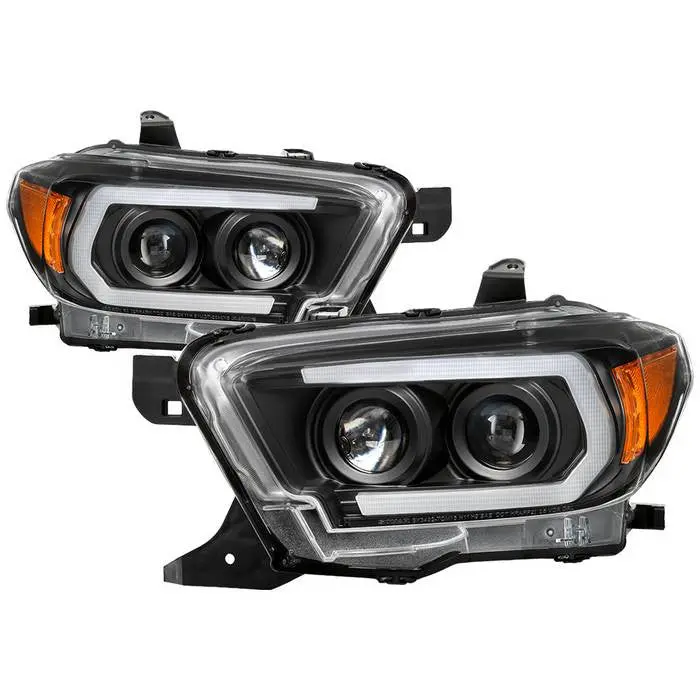Spyder 16–22 Toyota Tacoma Projector Headlights Sequential Light Bar Black 1