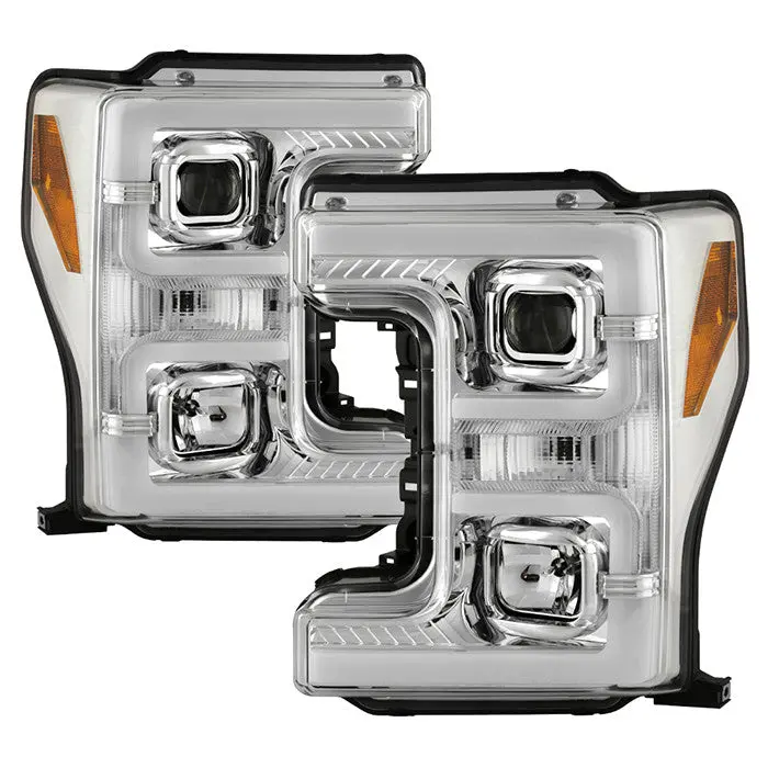 Spyder 17-18 Ford F250/F350/F450 Projector Headlights Led Drl Chrome 1