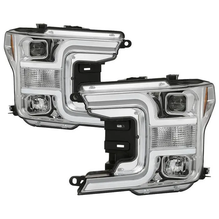 Spyder 18-19 Ford F150 Projector Headlights Led Bar Chrome 1