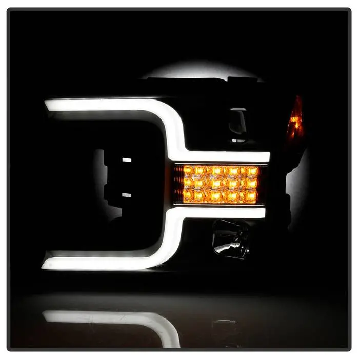 Spyder 18-19 Ford F150 Projector Headlights Sequential Bar Black 2