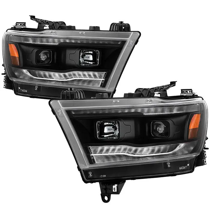 Spyder 19-20 Dodge Ram 1500 Projector Headlights Sequential Black 1