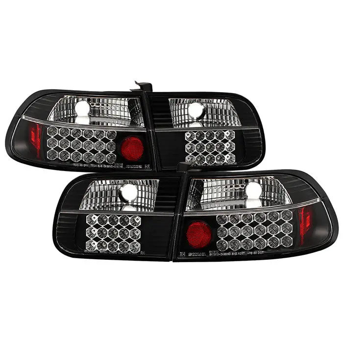 Spyder 92-95 Honda Civic Hatch Led Tail Lights Black 1