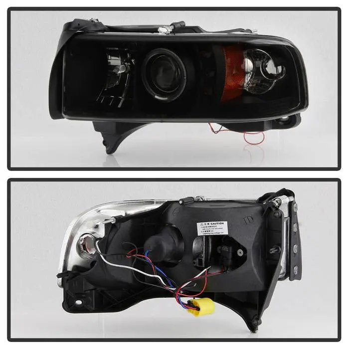 Spyder 94-01 Dodge Ram 1500-3500 Projector Headlights Smoked Black 2