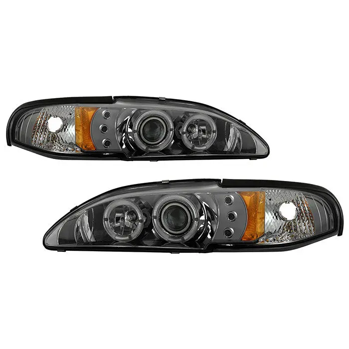 Spyder 94-98 Ford Mustang 1Pc Projector Headlights Smoked Chrome 1