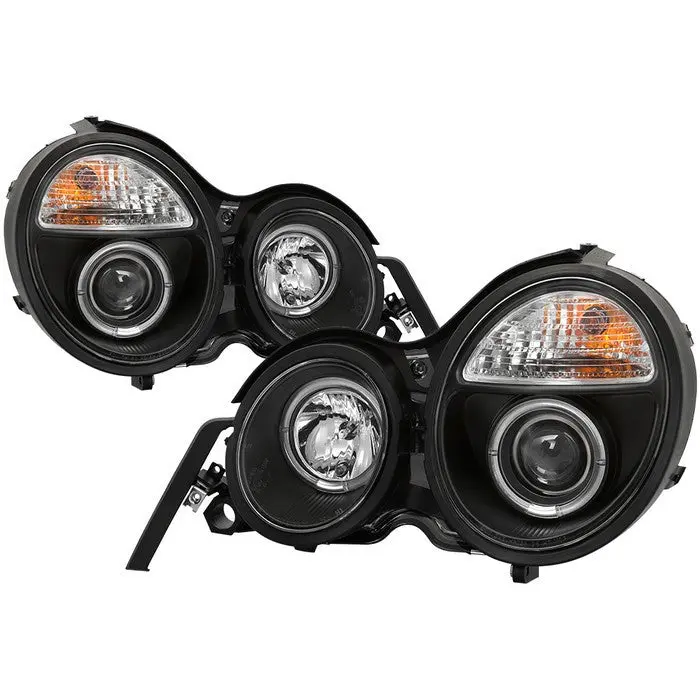 Spyder 95-99 Mercedes E-Class Halo Projector Headlights Black 1