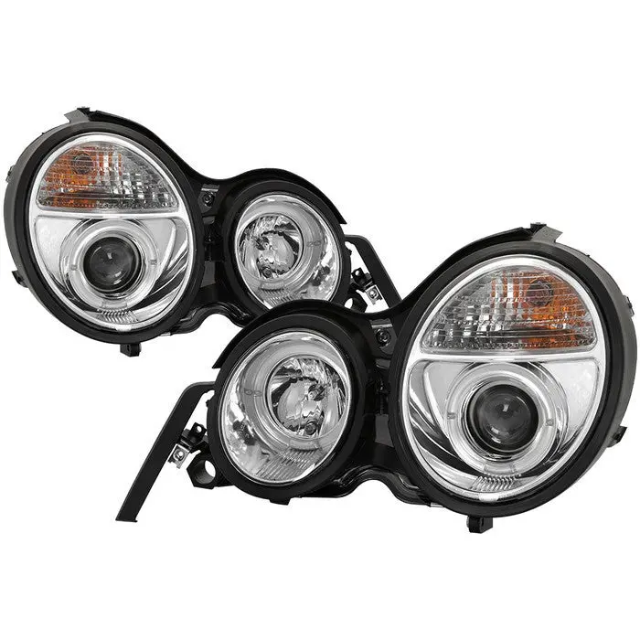 Spyder 95-99 Mercedes E-Class Halo Projector Headlights Chrome 1