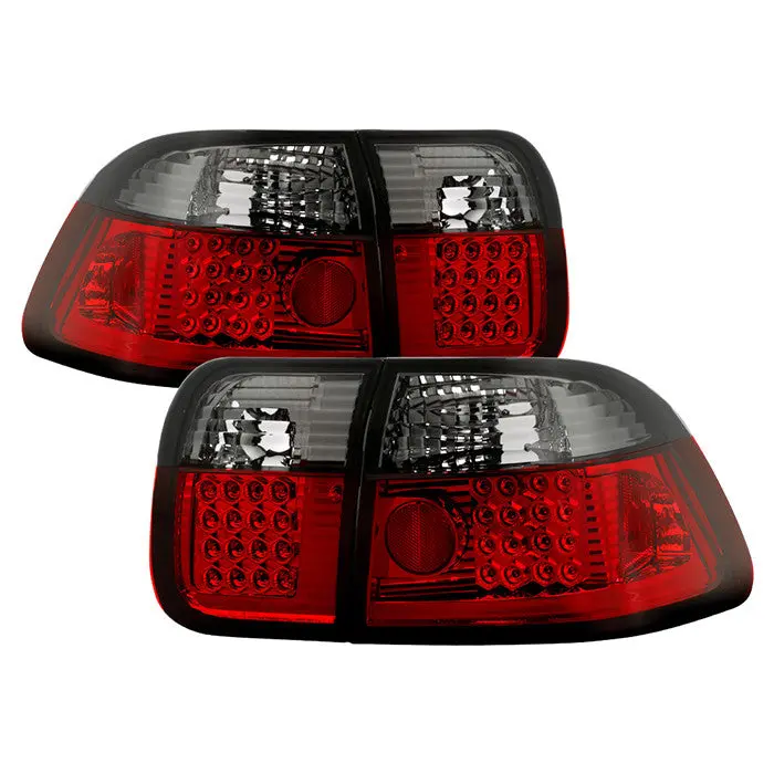 Spyder 96-98 Honda Civic 4Dr Led Tail Lights Red Smoked 1